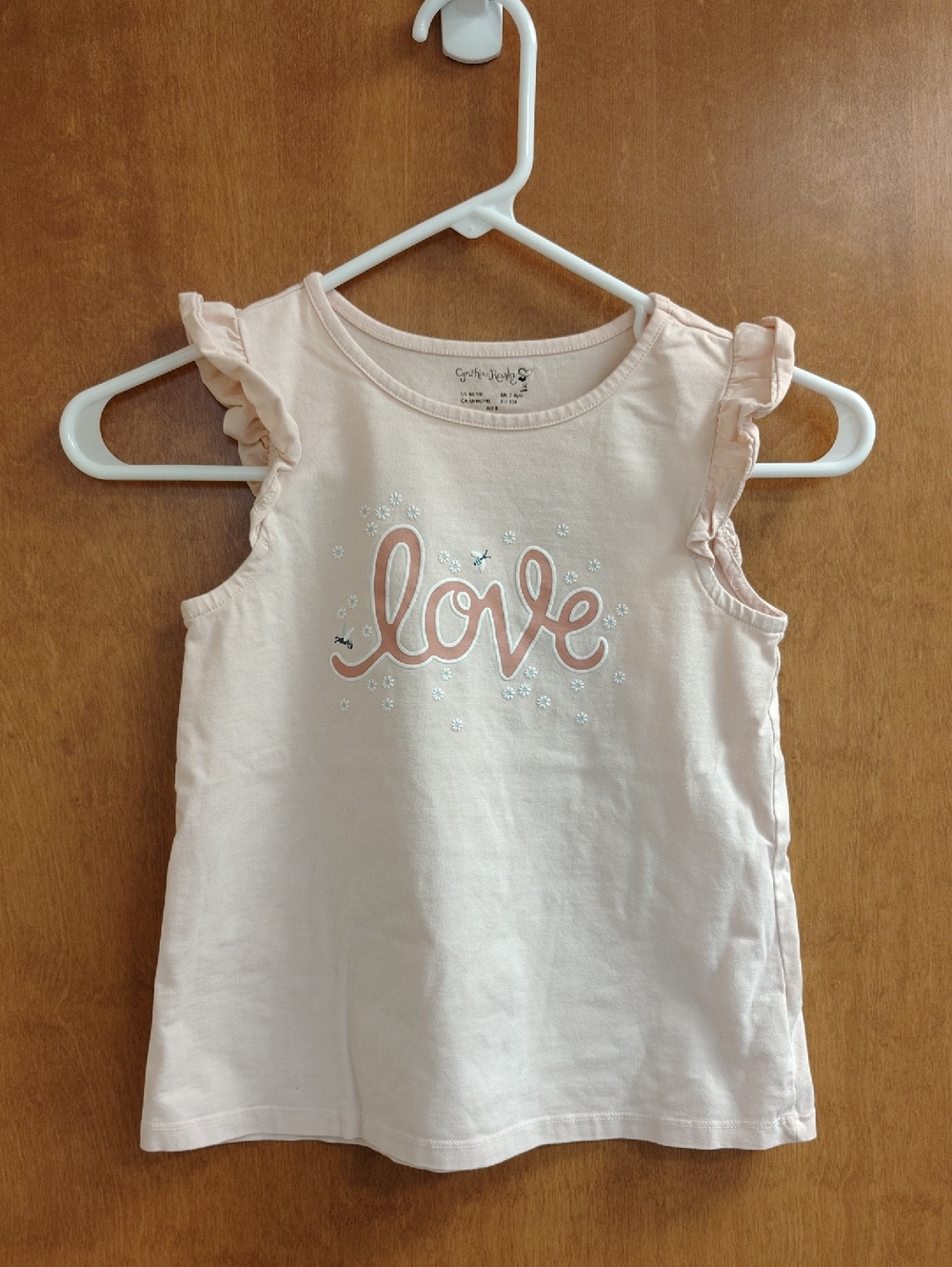 Cynthia Rowley Light Pink Ruffle Tank with 'Love' Graphic